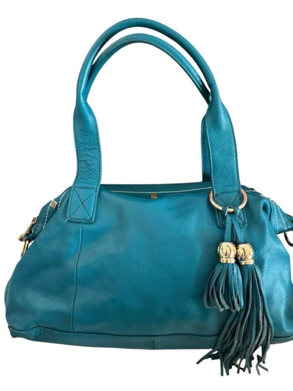 Teal Leather Tassel Shoulder Bag - Women Bags Cuore & Pelle
